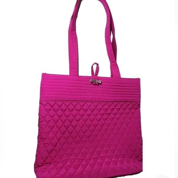 Vera Bradley Women’s Quilted Tote With Matching Coin Wallet Magenta - Picture 1 of 9